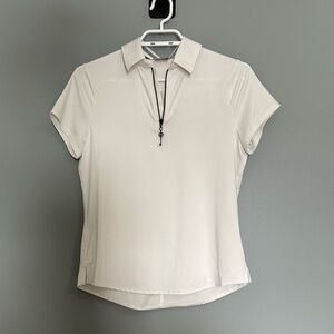 Belyn Key White Short-Sleeve Collared Golf Top